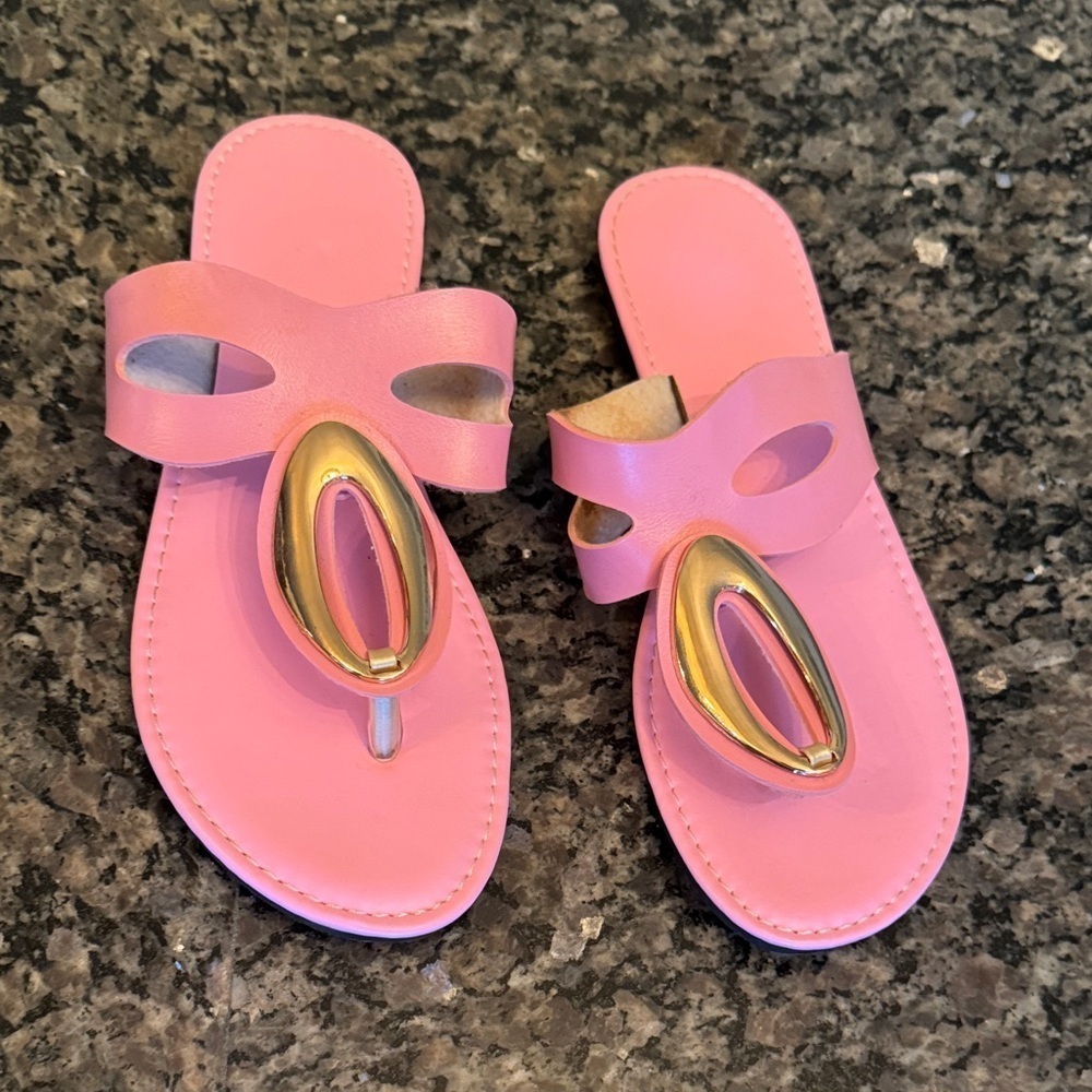 Pink and Gold Women's Sandals EUC 8.5